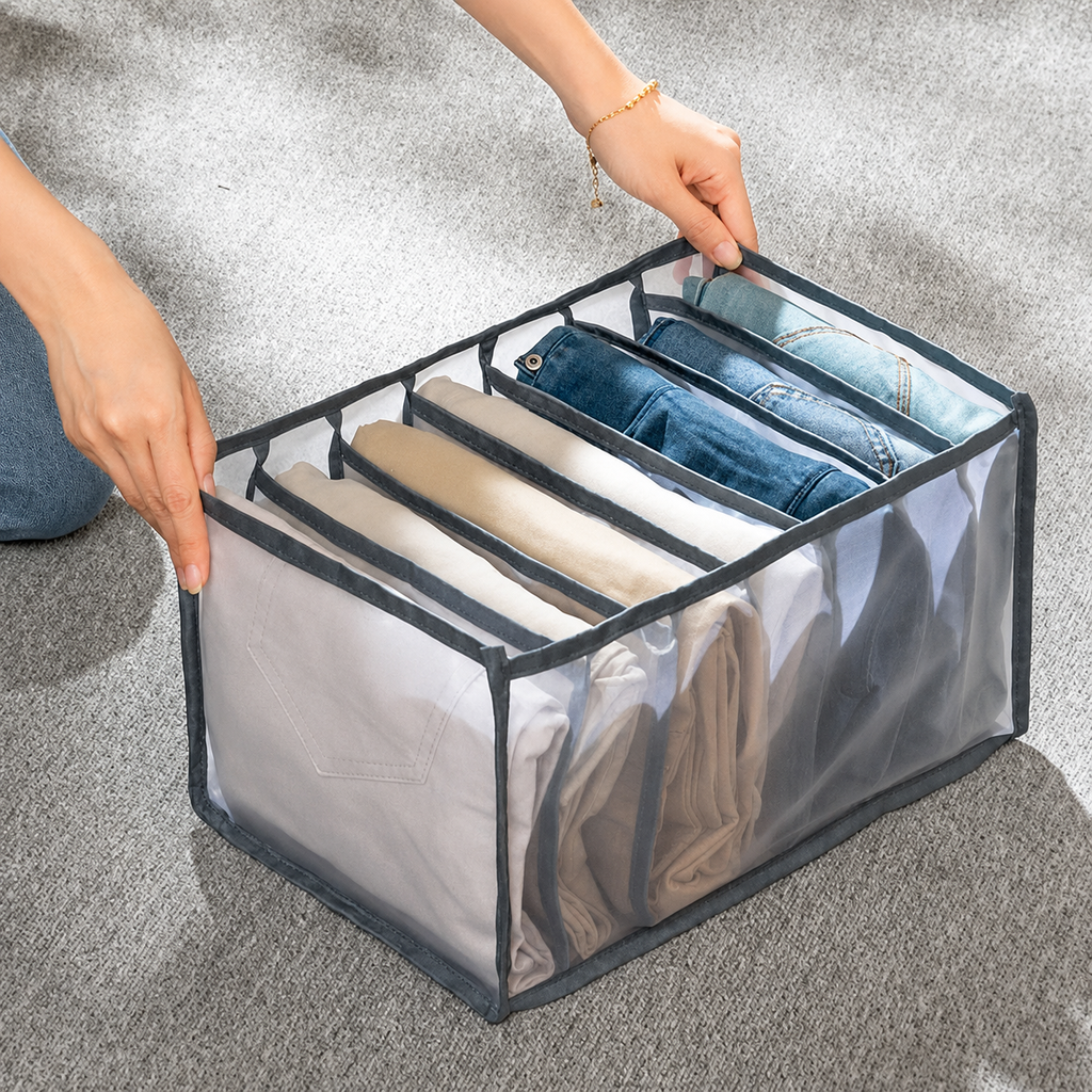 7 Compartments Pants Shirts Storage Clothes Box