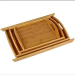 3 pcs Quality Bamboo Wooden Tray Set