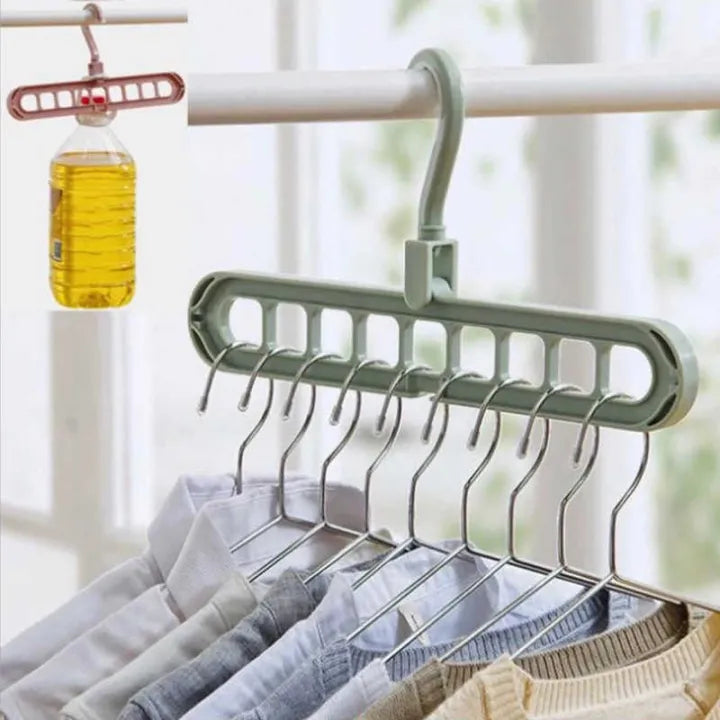 Magic hangers - wardrobe organizer 9 hole hangers for clothes hanger organizer hanger stand space saver storage hanger shirts hanger, paints hanger, trousers hanger, baby clothes hanger, towel hanger 9 in 1 hangers